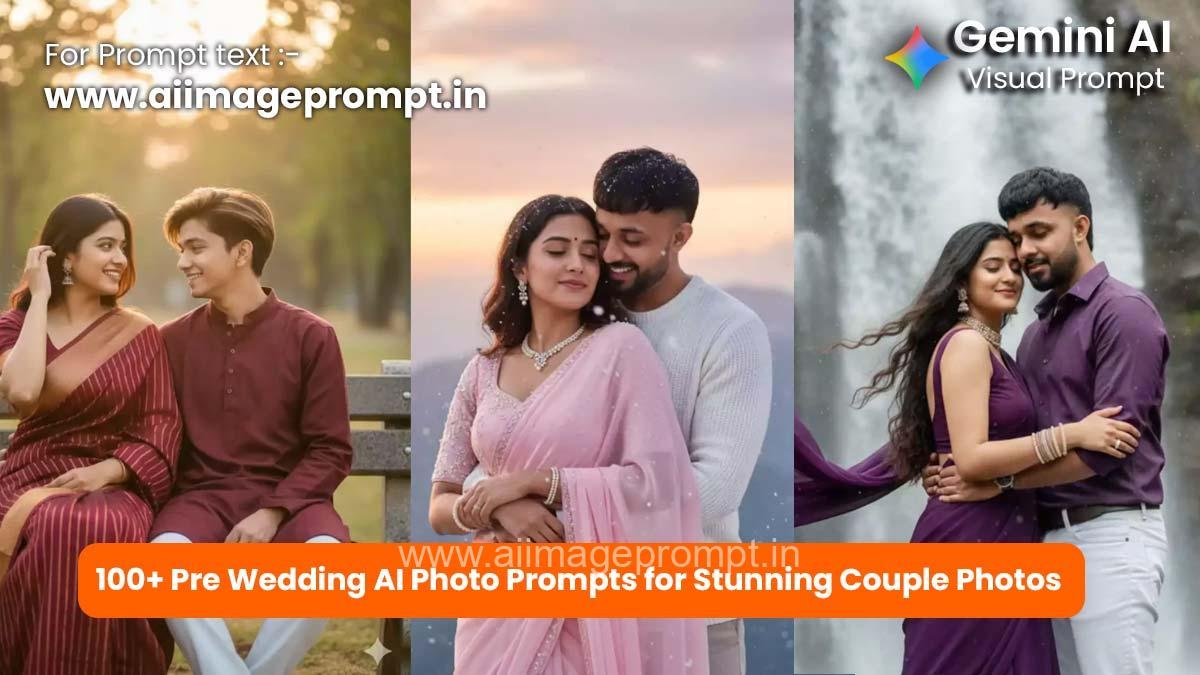 100+ Stunning Pre Wedding AI Photo Prompts for Viral Couple Photoshoot Ideas