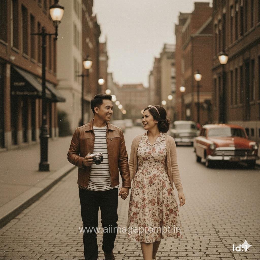 Prompt For Gemini Ai Retro Style Couple Photo